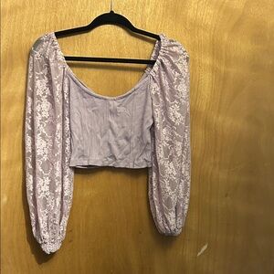 Elegant Lavender Lace Women's CropTop